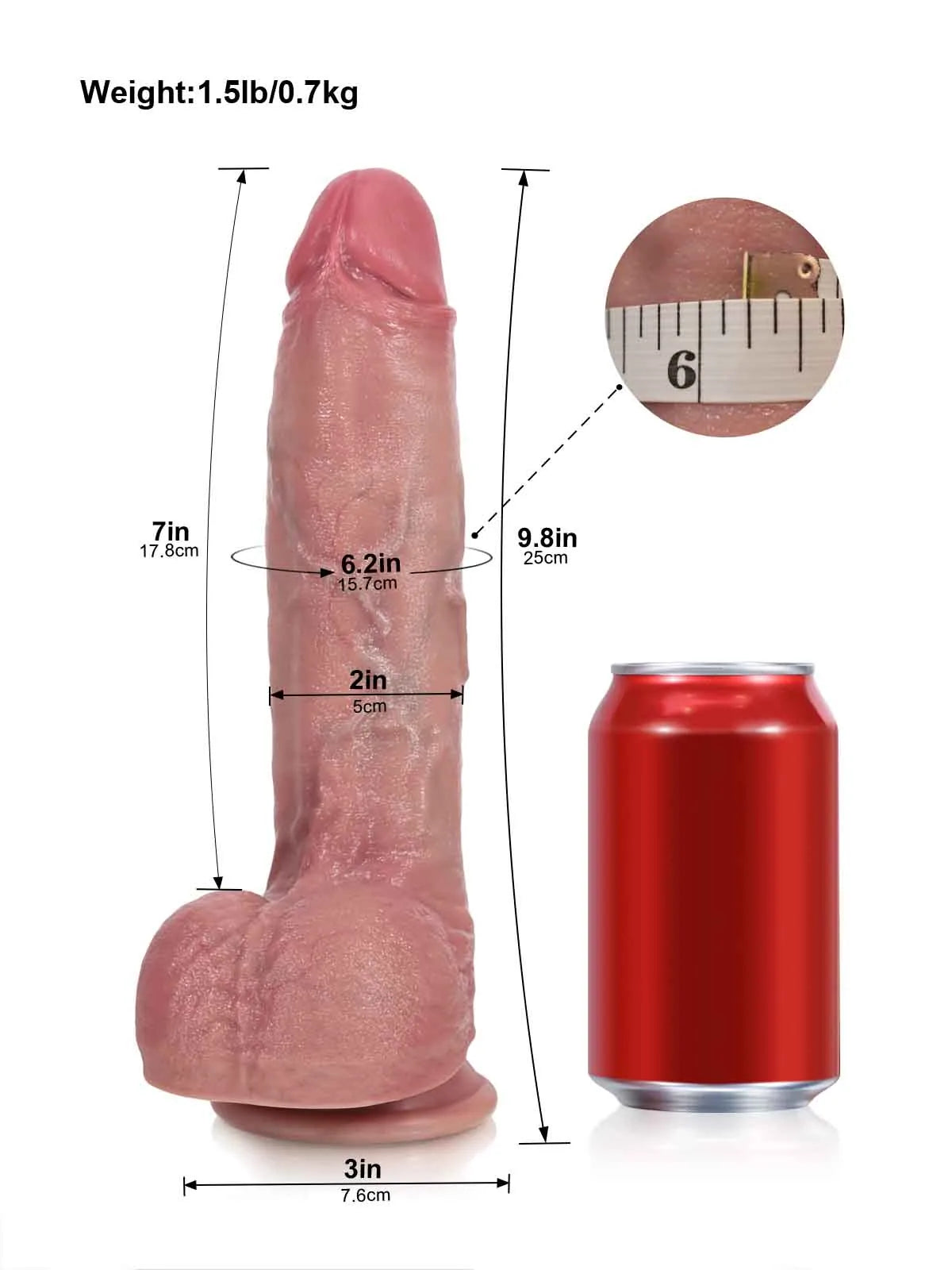 Dante | 9.8" x 2"  Most Realistic Uncut Dildo with Veined Straight Shaft