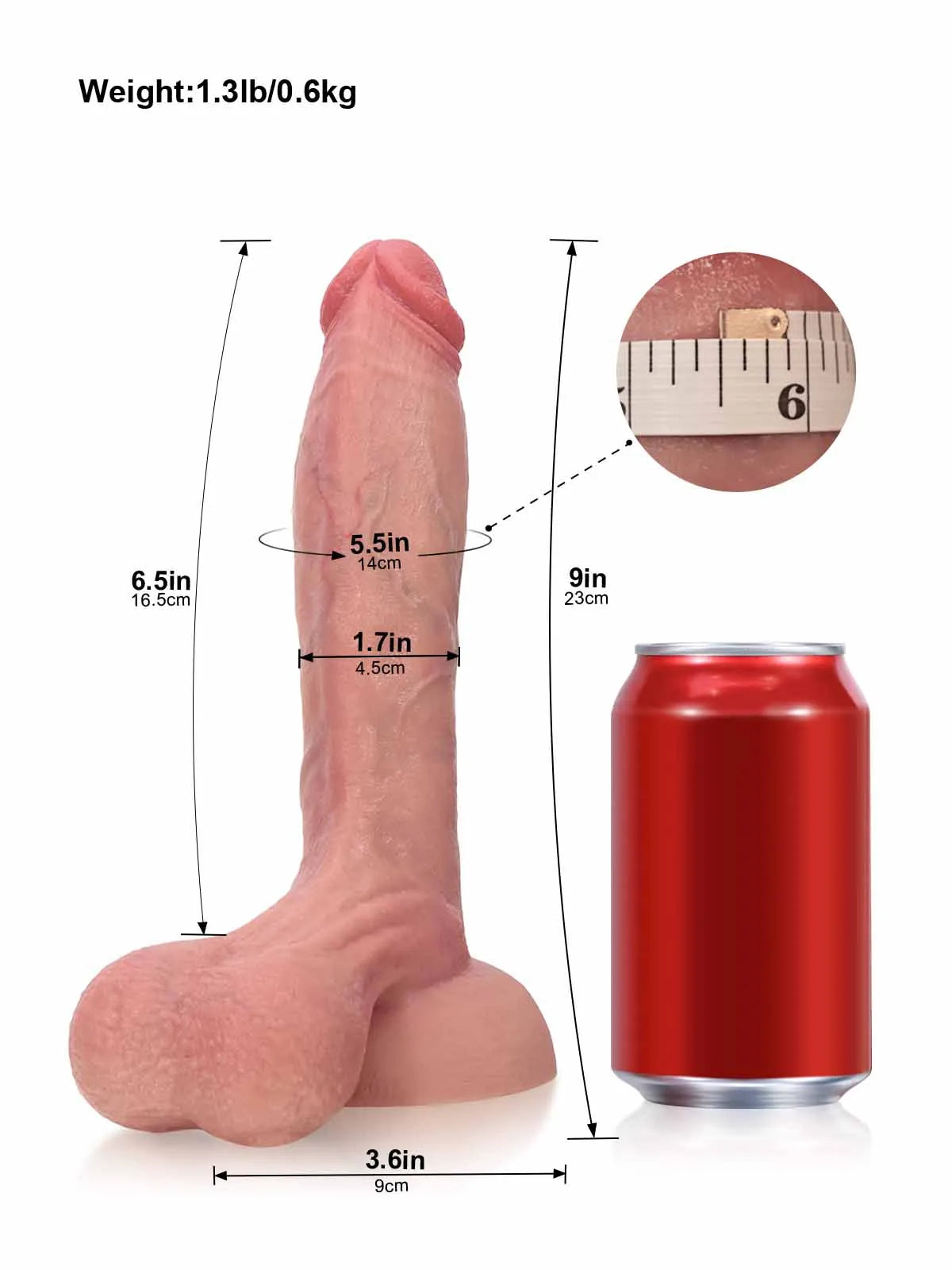 Caleb | 9" x 1.7" - Realistic Soft Dildo With Swinging Balls