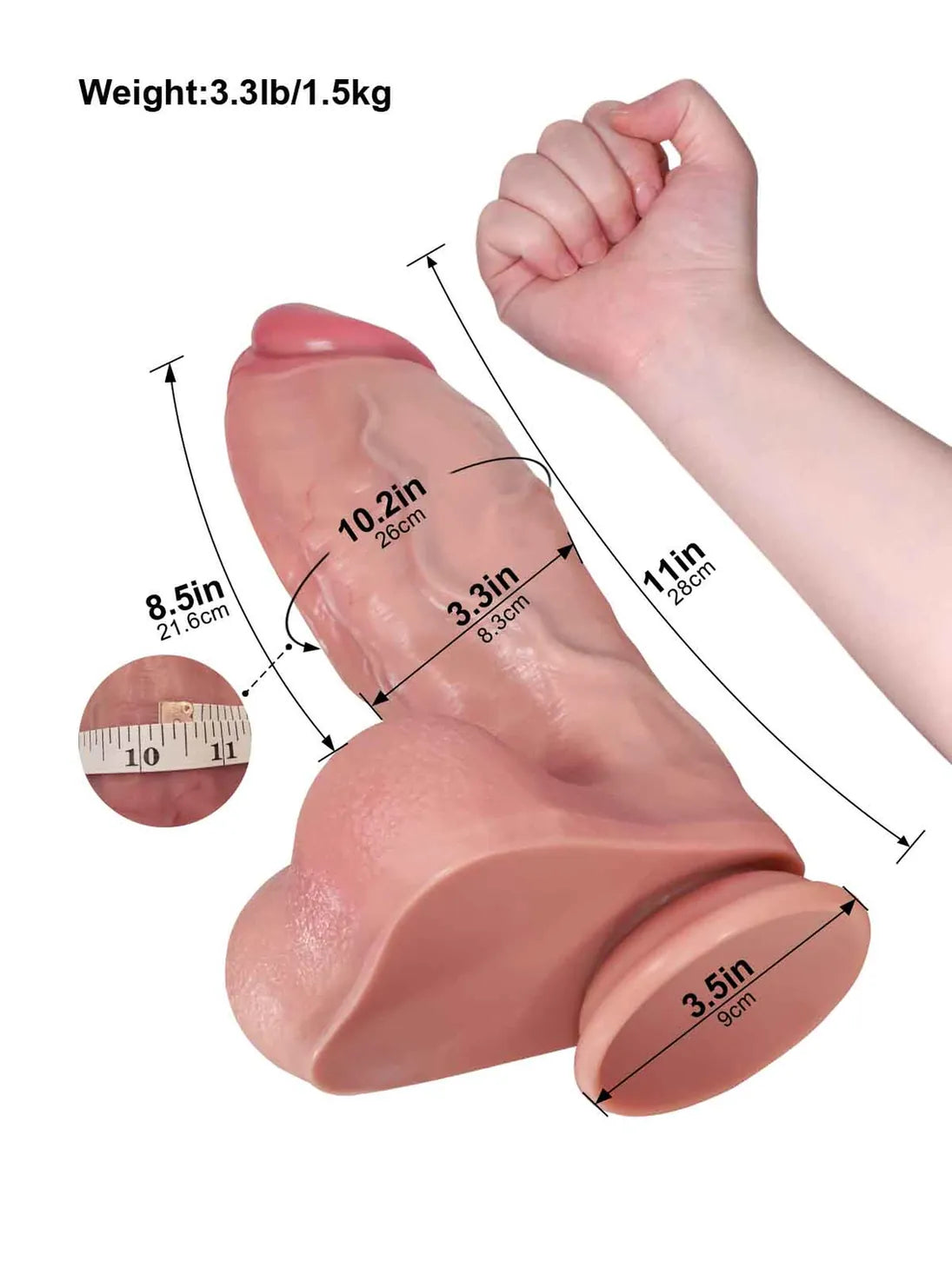 Austin | 11" x 3.3" - Realistic Soft Dildo
