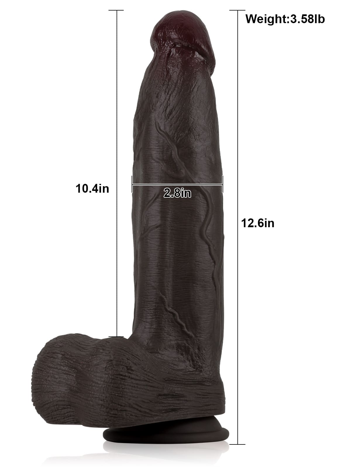 12" X 2.8" Dual Density Silicone Huge & Thick Realistic Black Dildo
