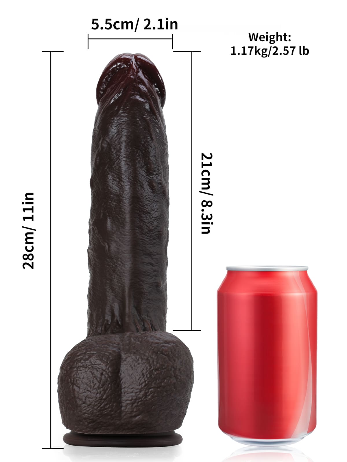 11" x 2.1" Realistic Dual Density Silicone Huge BBC Dildo