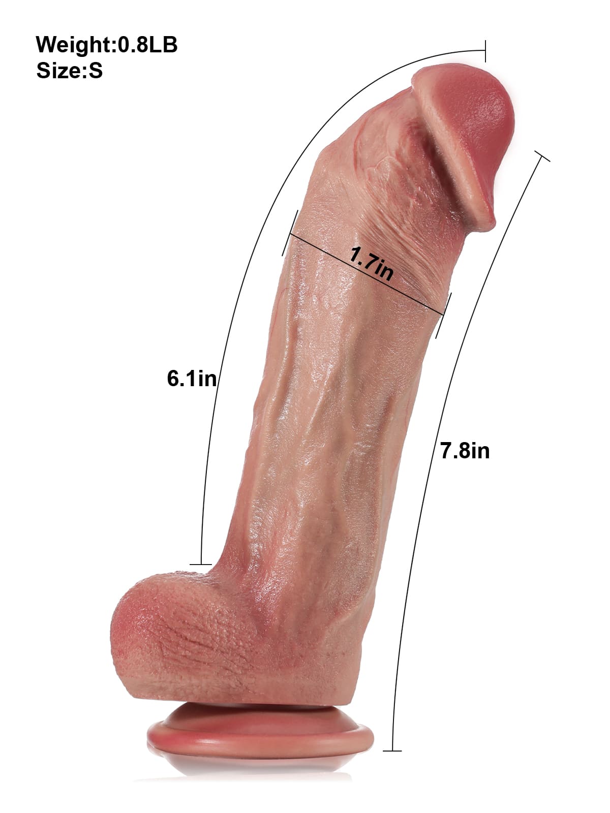 Machete 7.8'' & 9.4'' Flesh G Spot Curved Dildo With Metal Keel