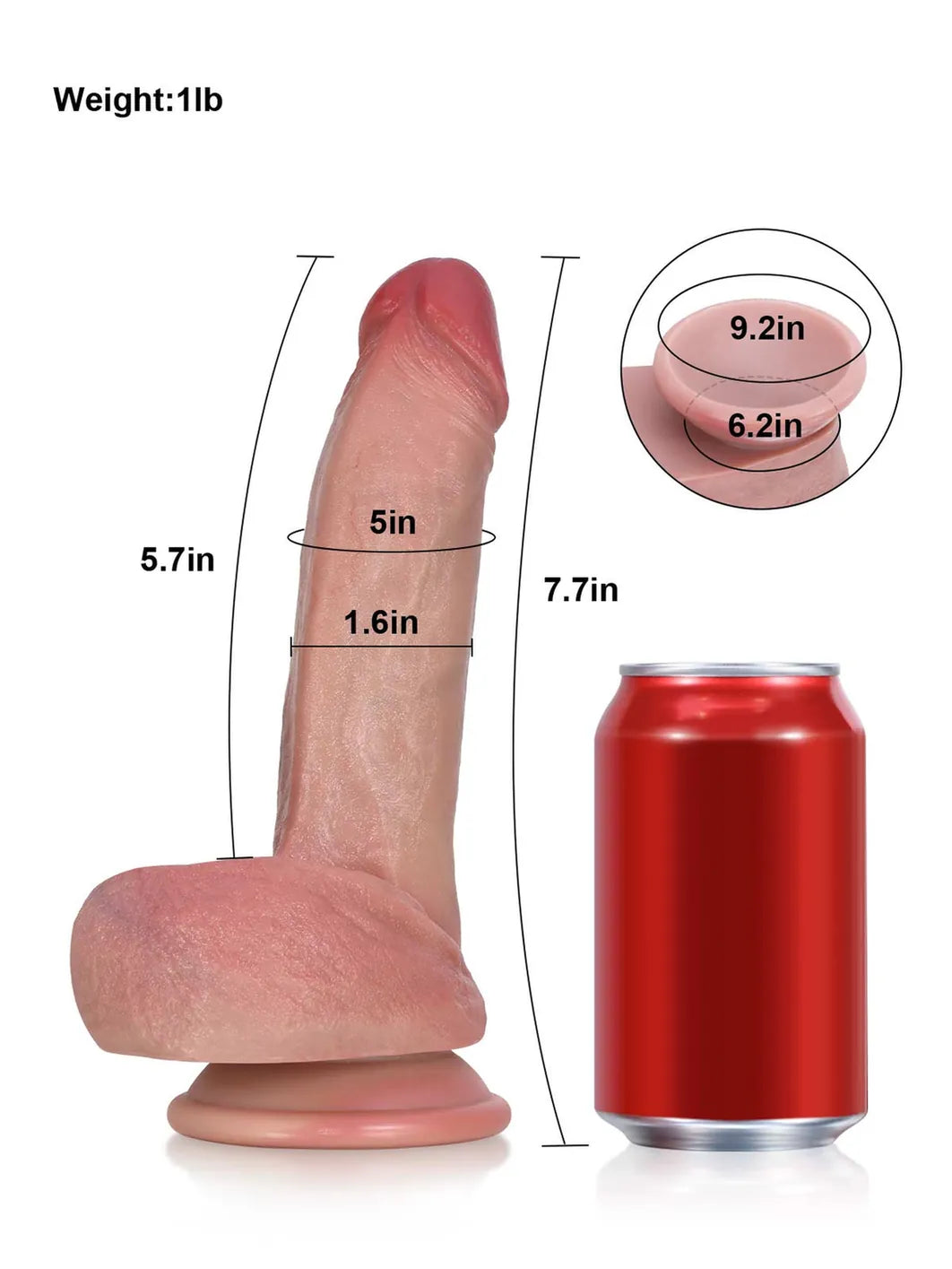 7.7" x 1.6" Tapered Ridged Full Bulge Realistic Soft Touch Dildo