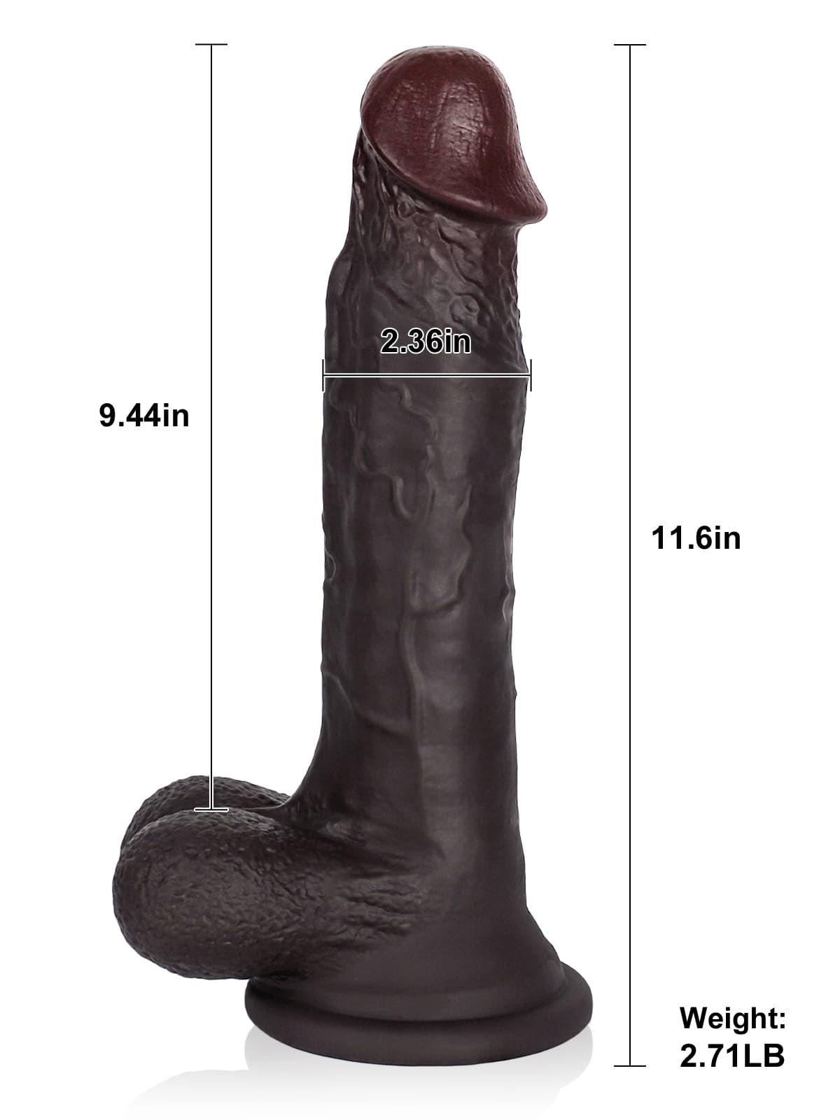 11" X 2.3" Dual Density Silicone Huge & Thick Realistic BBC Dildo