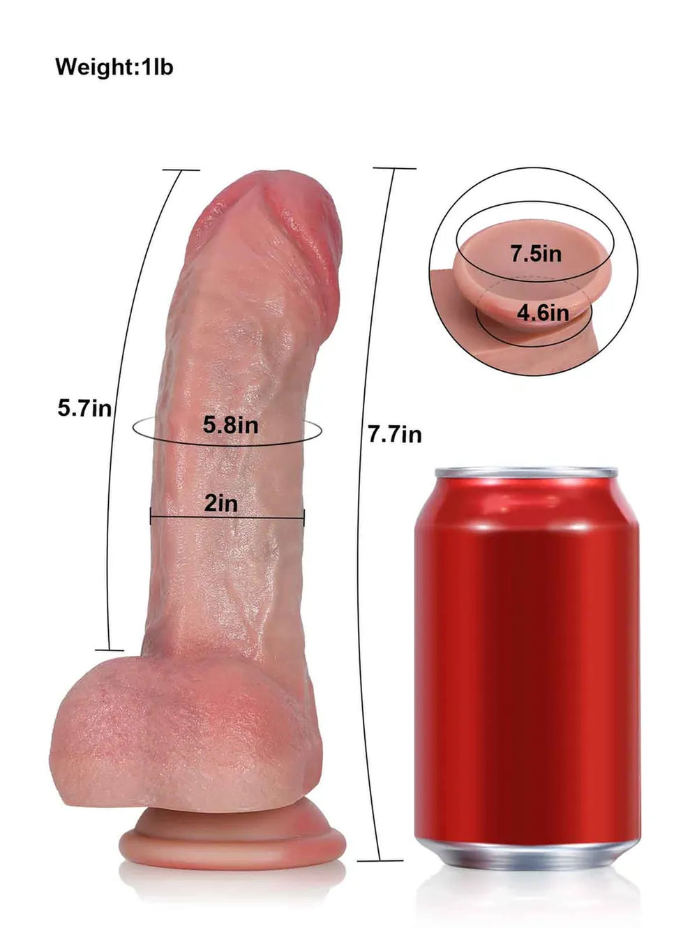 7.7" x 2" Tapered Ridged Full Bulge Realistic Soft Touch Dildo