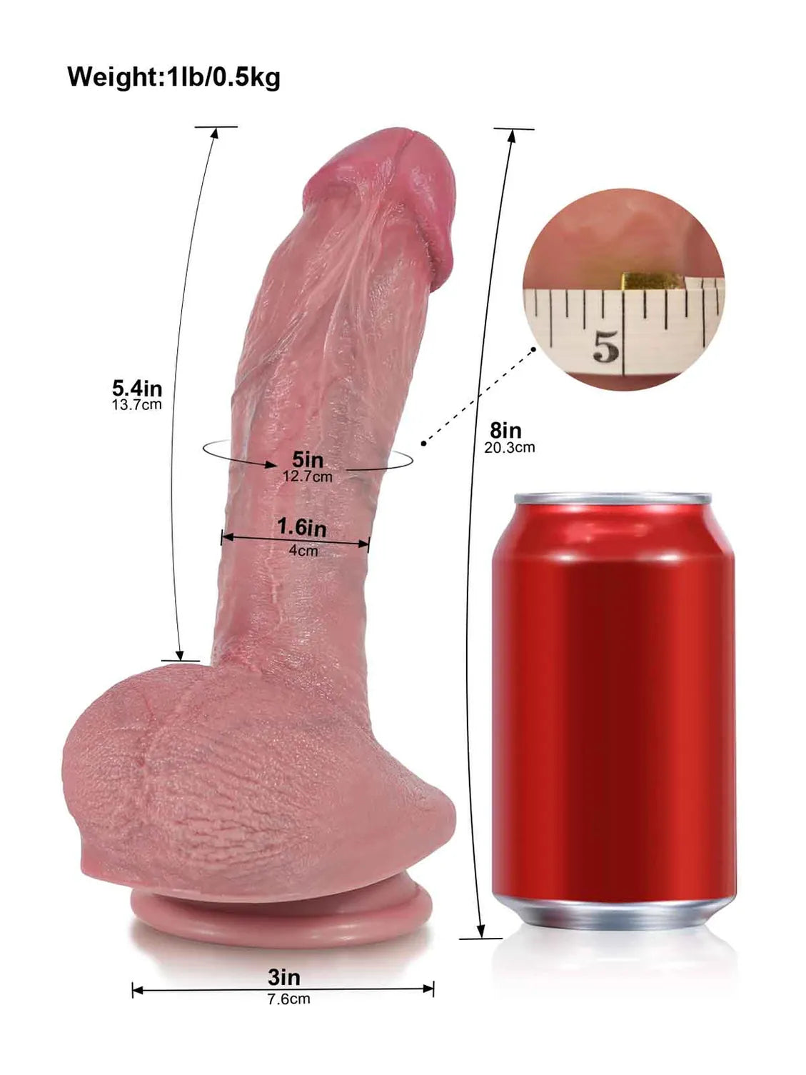 Adam | 8" x 1.6" Upward Curved Realistic Dildo with Suction Cup for G Spot