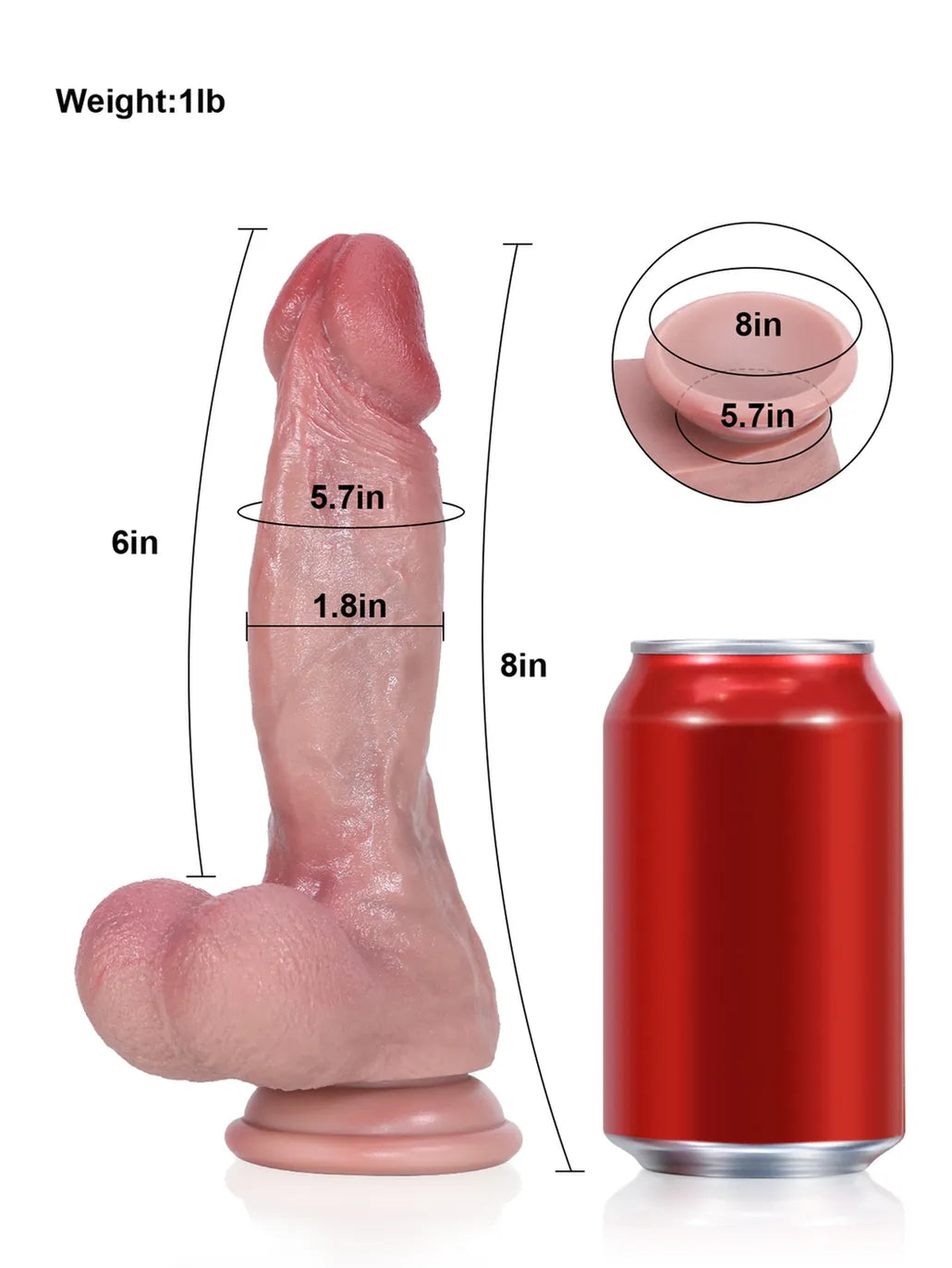 8" x 1.8" - Unique Mid-Thick Dildo with Flexible Shaft and Veins