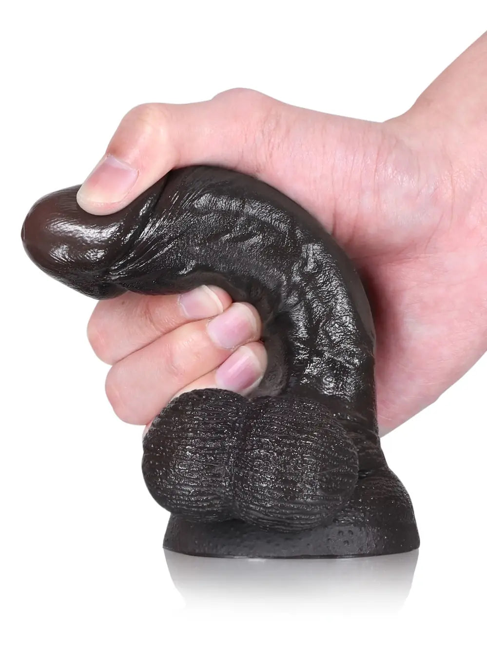 Smith | 6" x 1.3" - Softest Black Like Small Penis Dildo With Swinging Saggy Balls
