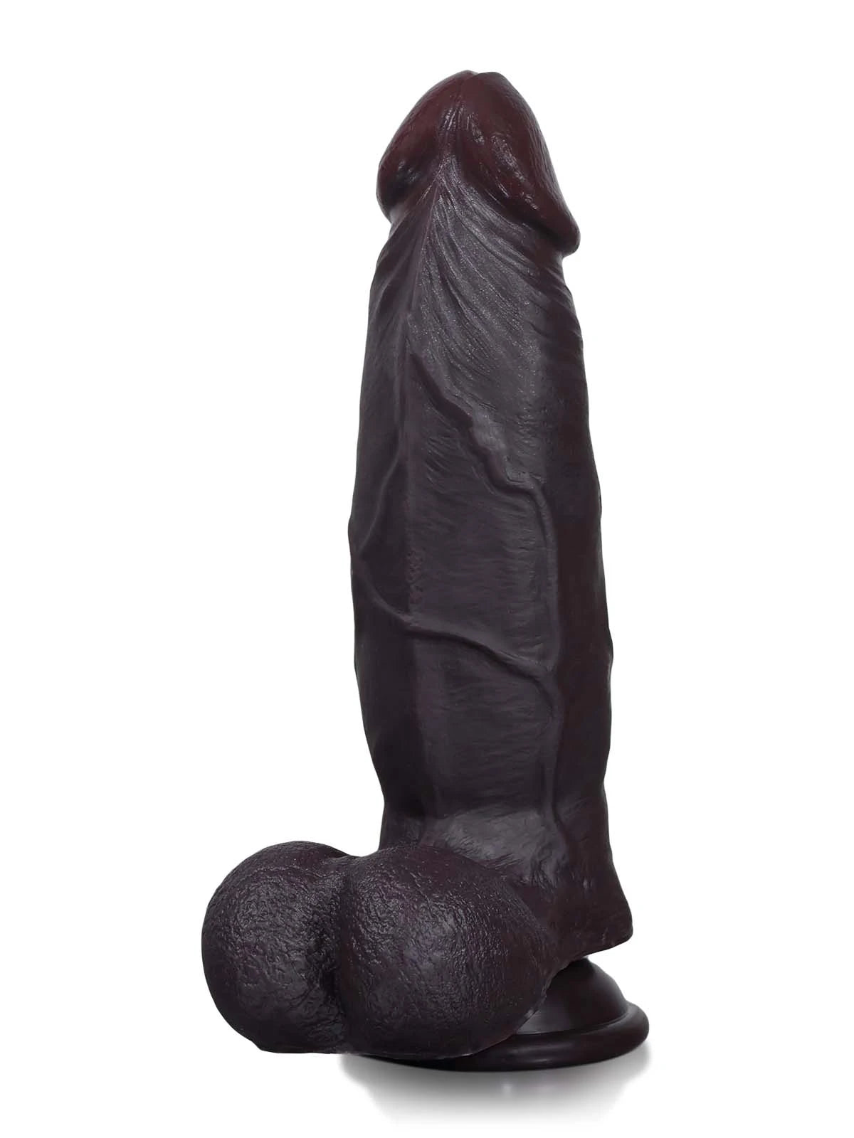 Wade | 8.8" x 2.2" Realistic Black Sliding Skin Dildo with Balls and Suction Cup