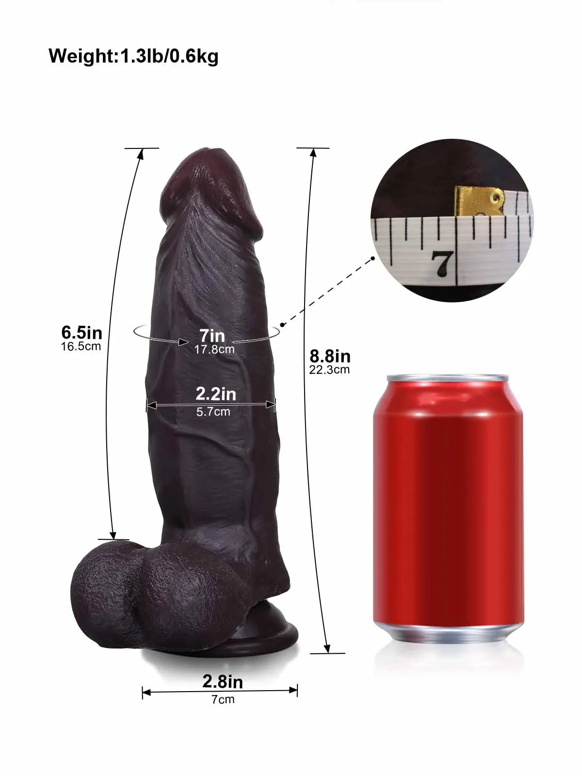Wade | 8.8" x 2.2" Realistic Black Sliding Skin Dildo with Balls and Suction Cup