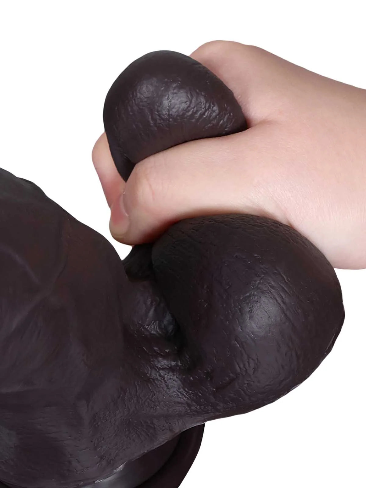 Wade | 8.8" x 2.2" Realistic Black Sliding Skin Dildo with Balls and Suction Cup