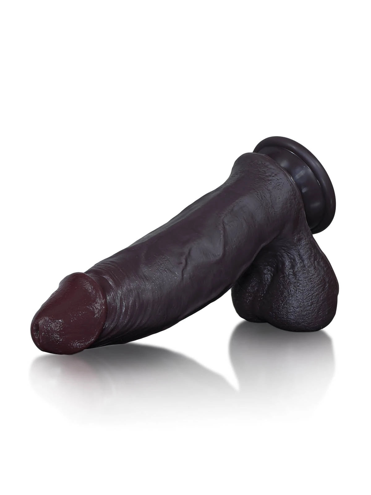 Wade | 8.8" x 2.2" Realistic Black Sliding Skin Dildo with Balls and Suction Cup