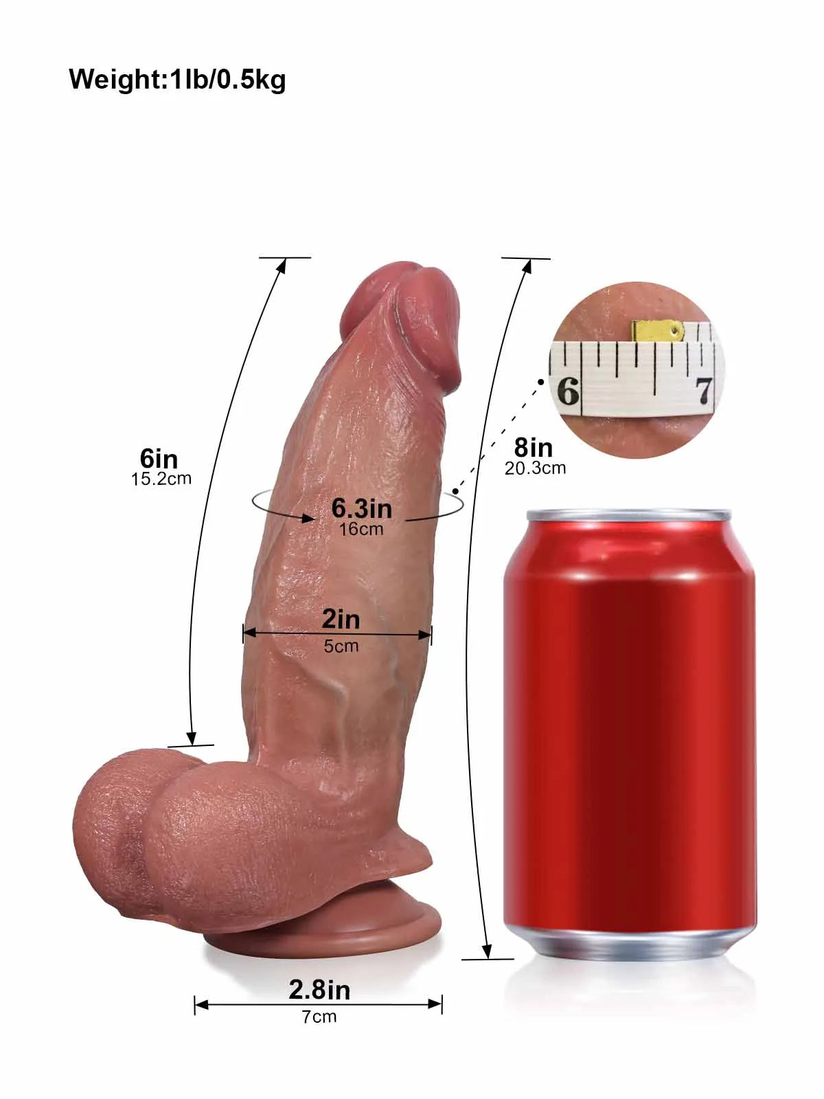 Cato | 8" x 2" Sliding Skin Silicone Dildo With Balls