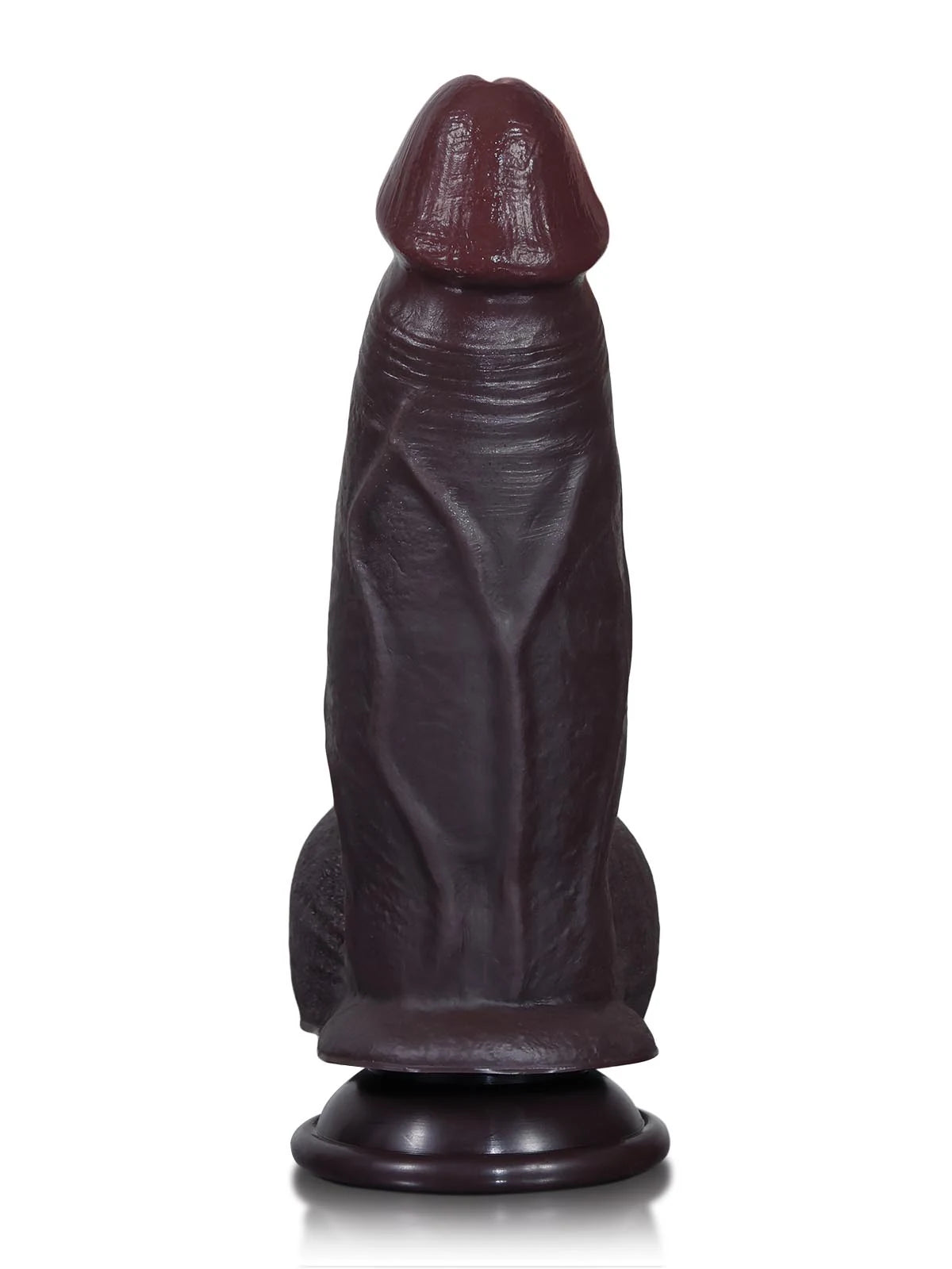 Cato | 8" x 2" Realistic Veiny Black Dildo with Sliding Skin and Suction Cup