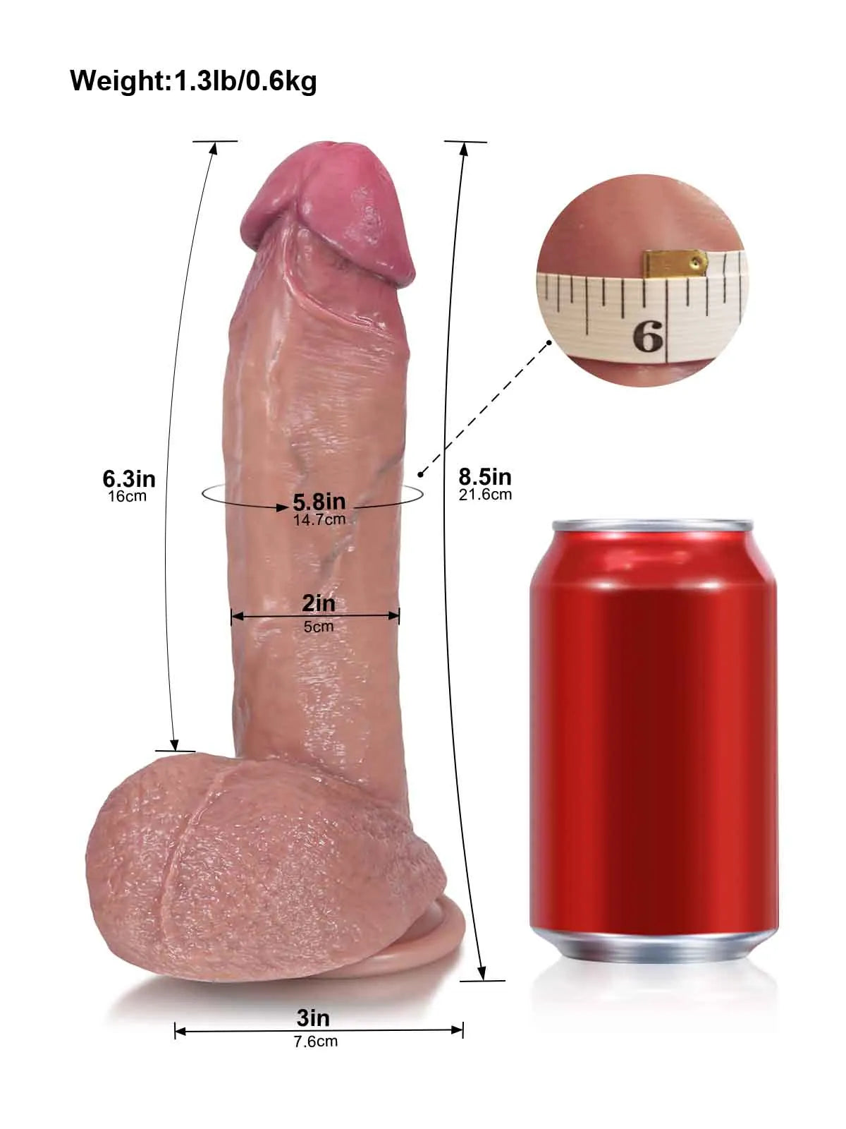 Beau | 8.5" x 2" Realistic Sliding Skin Dildo with Pronounced Head and Suction Cup