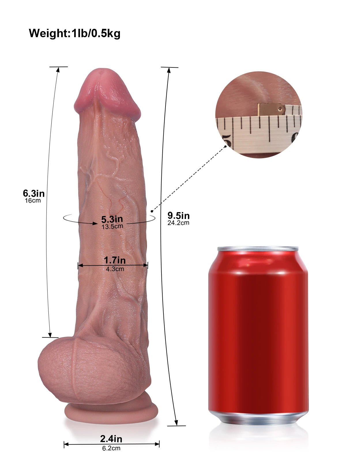 Miles | 9.5" x 1.7" Long Slim Realistic Dildo with Sliding Skin on Suction Cup