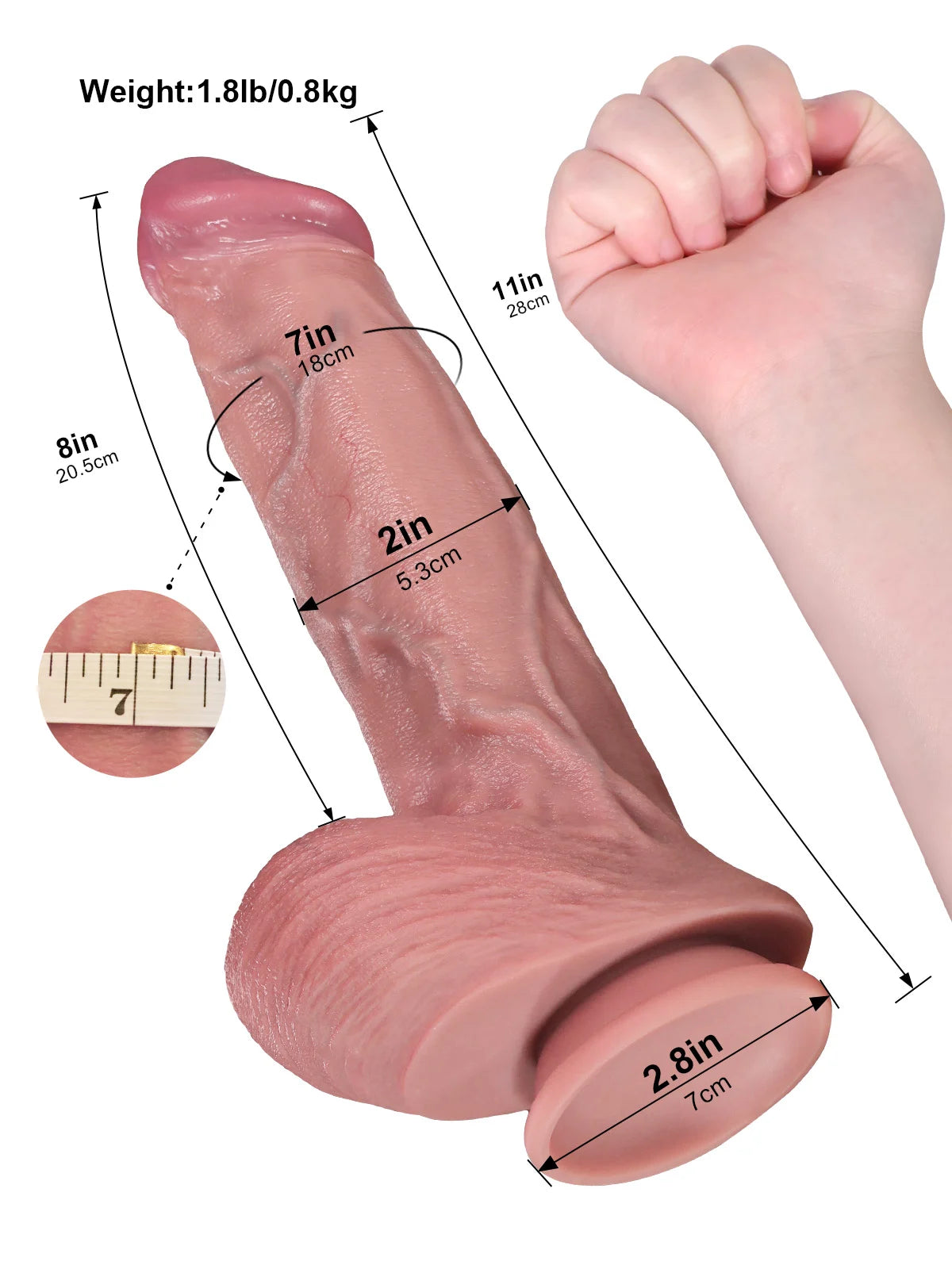 Alex | 11" x 2" Long Realistic Dildo with Sliding Skin & Detailed Vein Texture