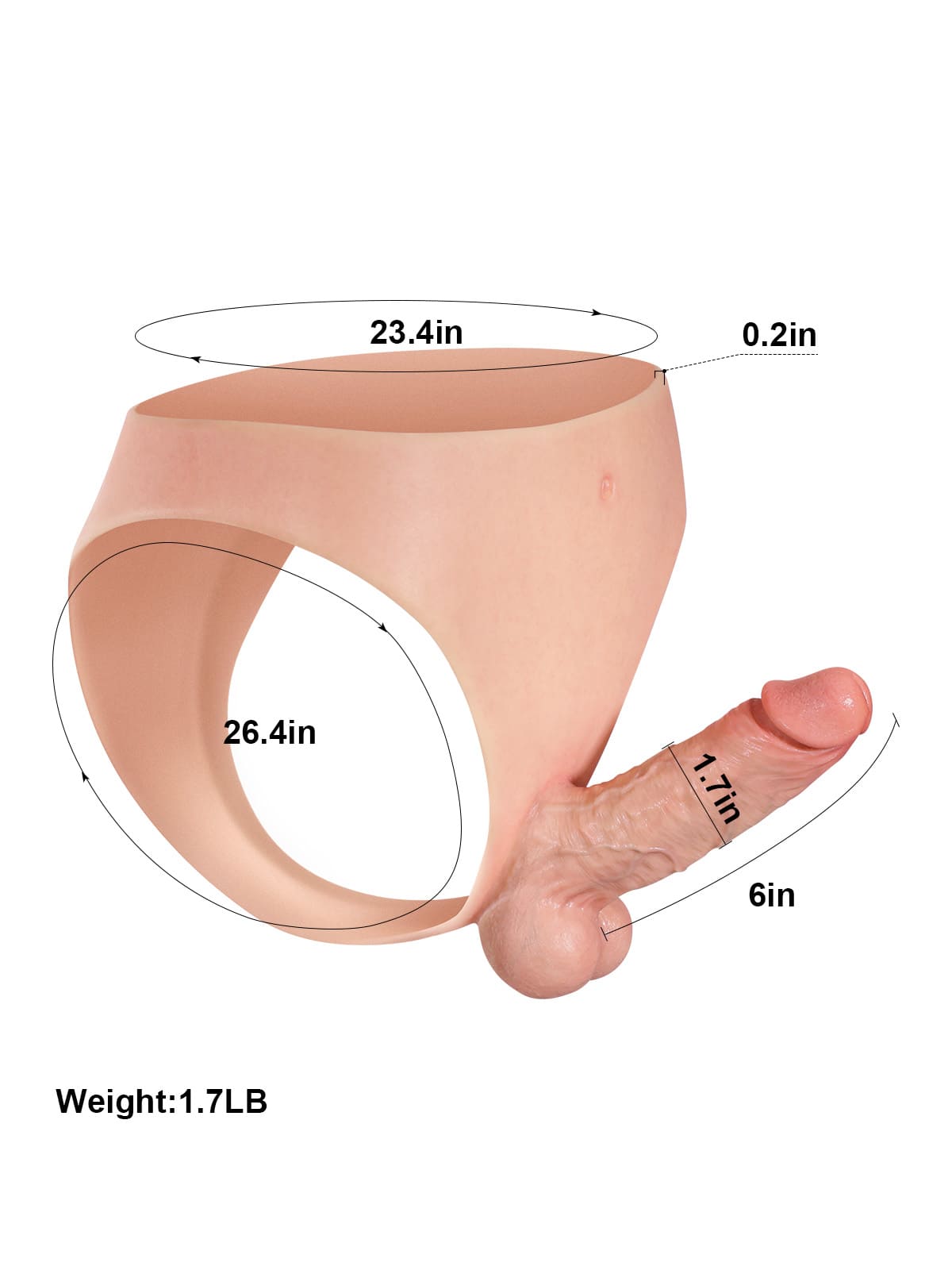 6" x 1.7" Realistic Life Like Soft Cyber Skin Strap On Dildo