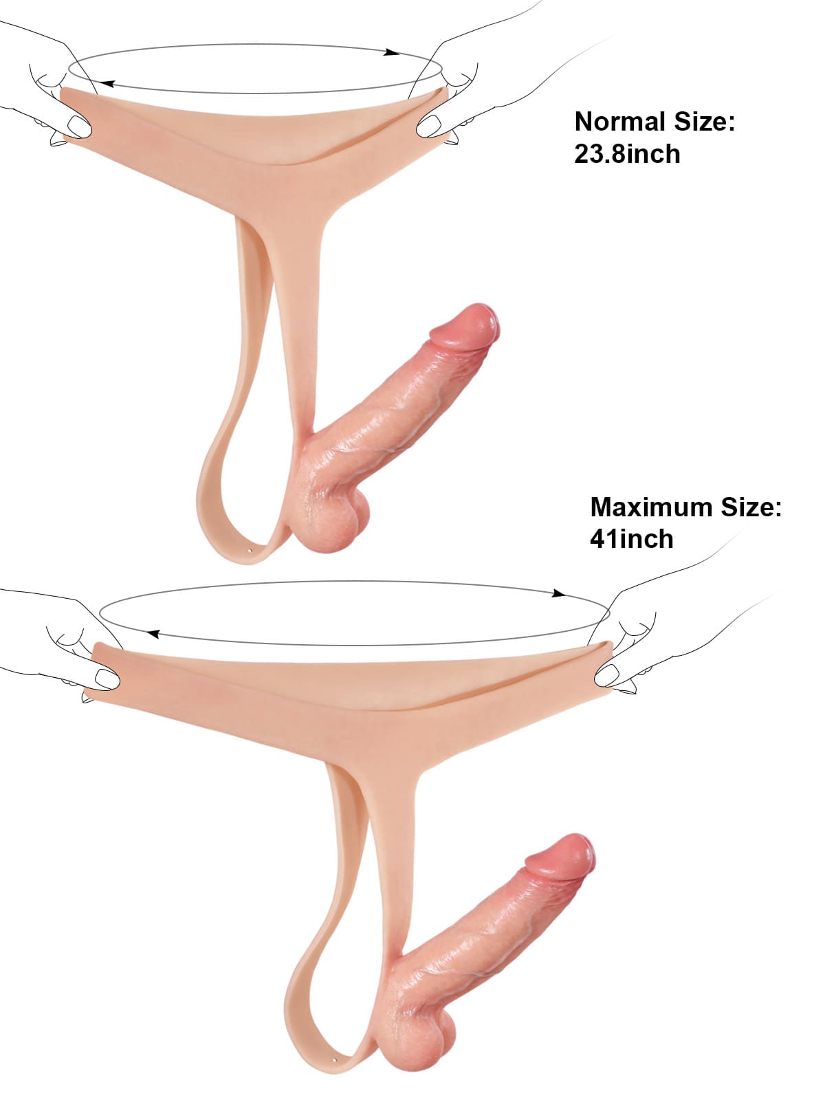 6" x 1.5" Flesh Realistic Silicone Strapped Dirty Penis, Sexy Thong Style - with Dildo