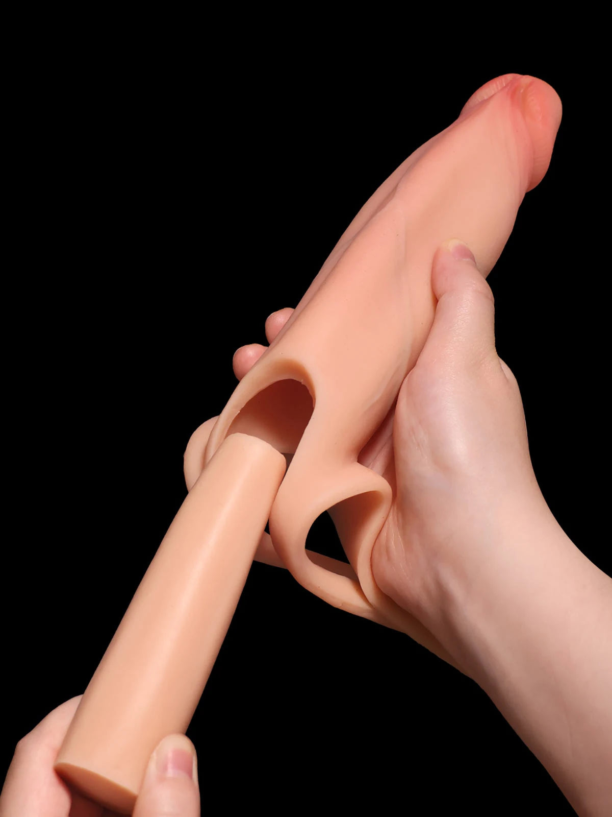 Casey | 6" x 2"  Hollow Open Ball Platinum Silicone Wearable Strap On Hard / Soft Version Dildo