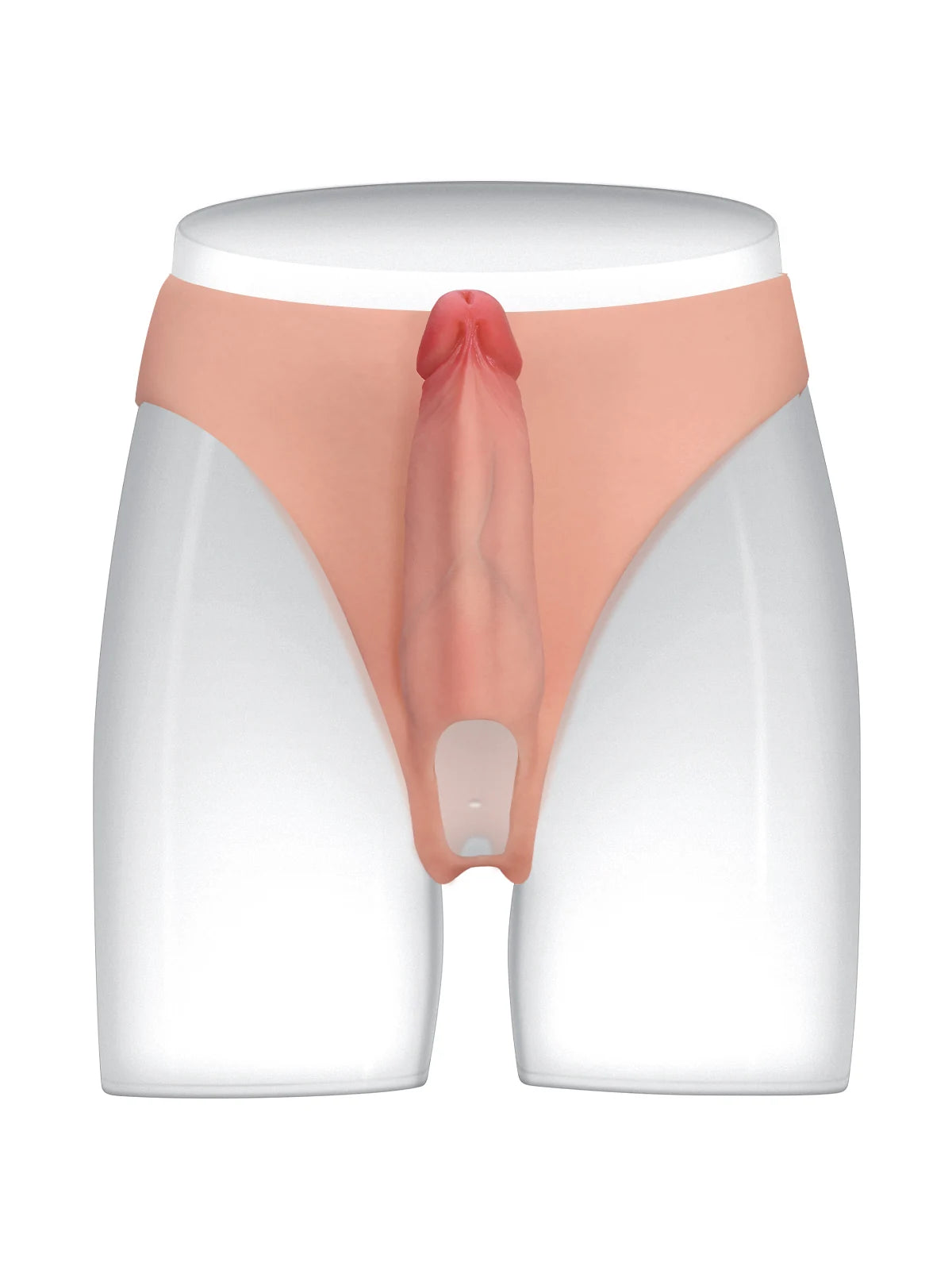 Casey | 6" x 2"  Hollow Open Ball Platinum Silicone Wearable Strap On Hard / Soft Version Dildo