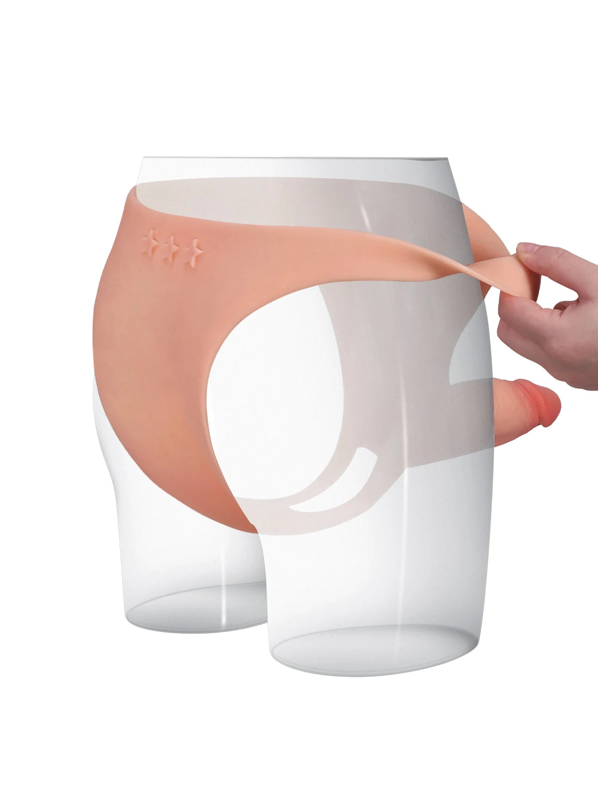 Casey | 6" x 2"  Hollow Open Ball Platinum Silicone Wearable Strap On Hard / Soft Version Dildo