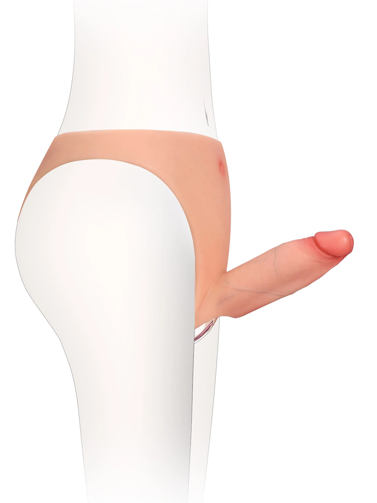 Casey | 6" x 2"  Hollow Open Ball Platinum Silicone Wearable Strap On Hard / Soft Version Dildo