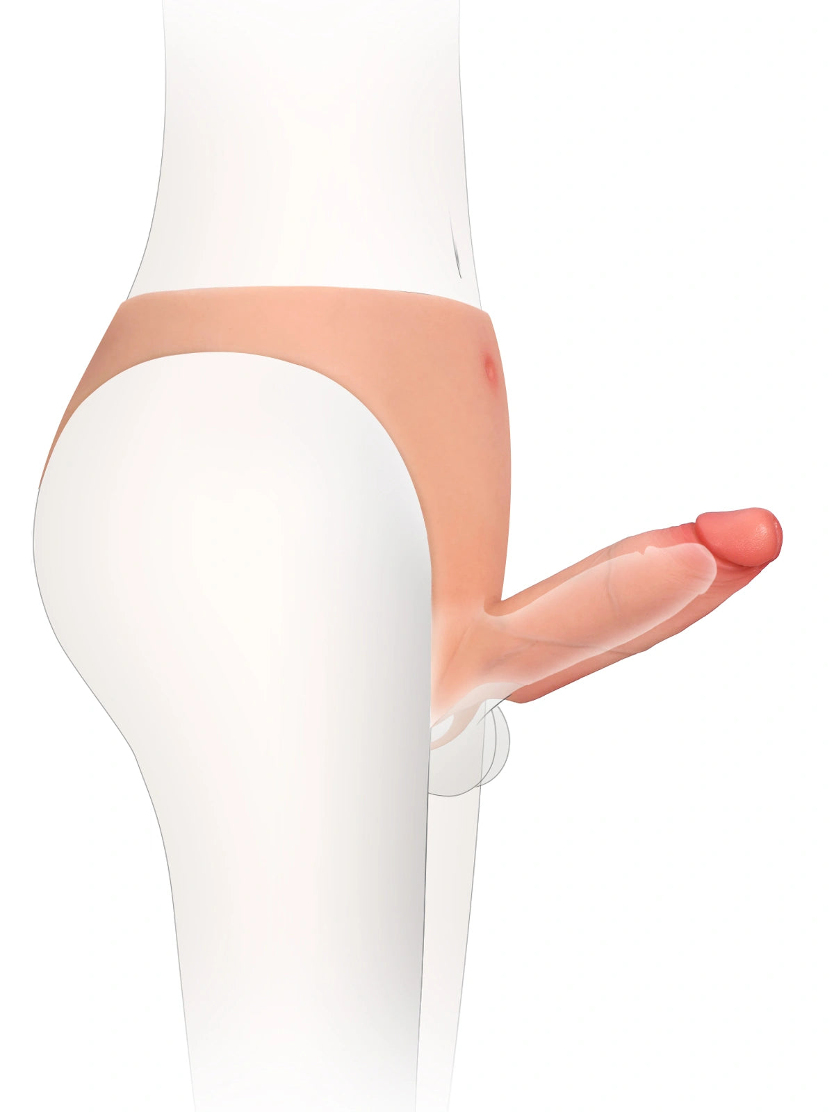Casey | 6" x 2"  Hollow Open Ball Platinum Silicone Wearable Strap On Hard Version Dildo