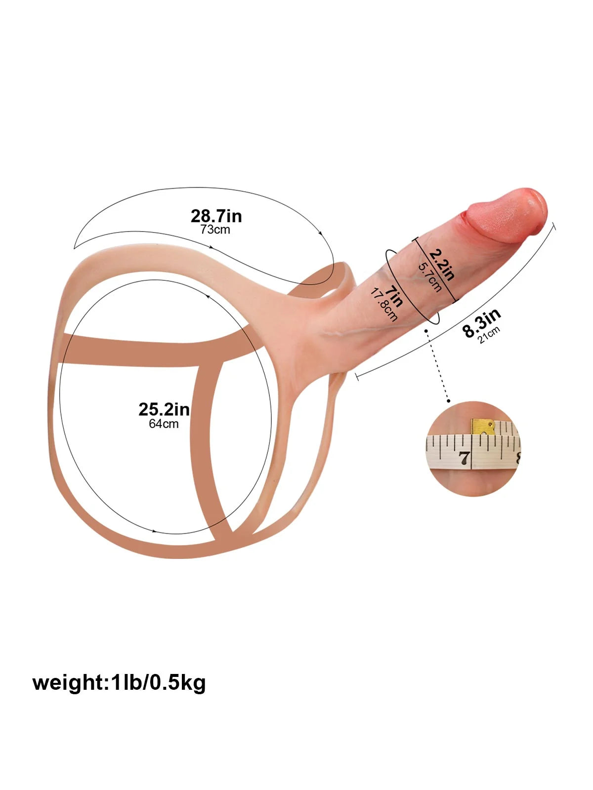 Seraphine | 8.3" x 2.2" Realistic Hollow Platinum Silicone Strap-On Dildo
