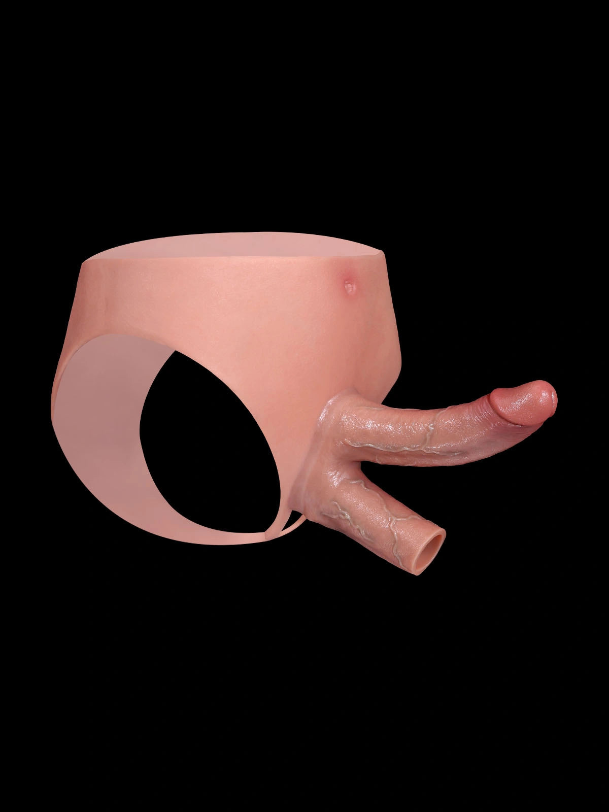 Jax | Wearable Silicone Brief for Double Penetration | Built-In Dildo + Hollow Sleeve for Couples