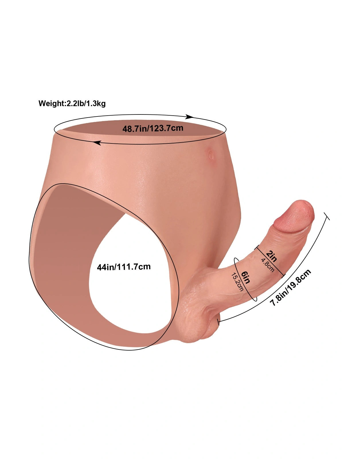 Emily | 7.8" x 2" Plus Size Full-Wrap Strap-On Panties with Realistic Dildo