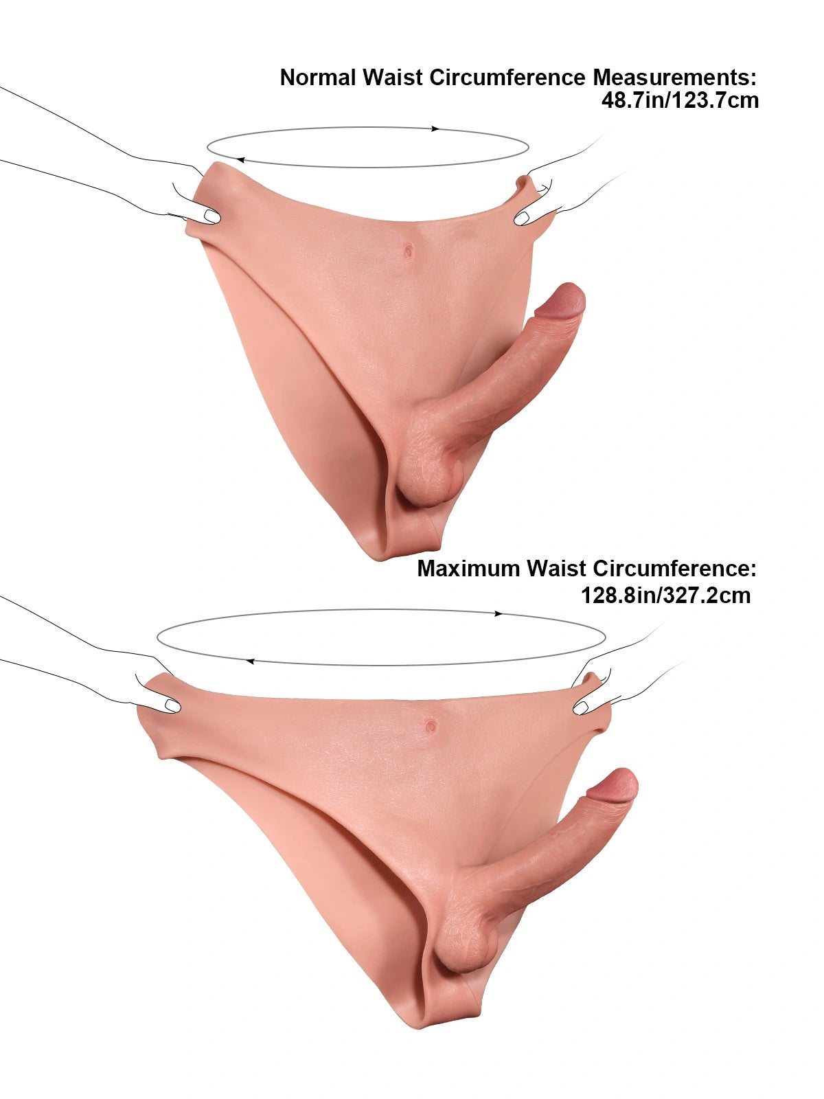 Emily | 7.8" x 2" Plus Size Full-Wrap Strap-On Panties with Realistic Dildo