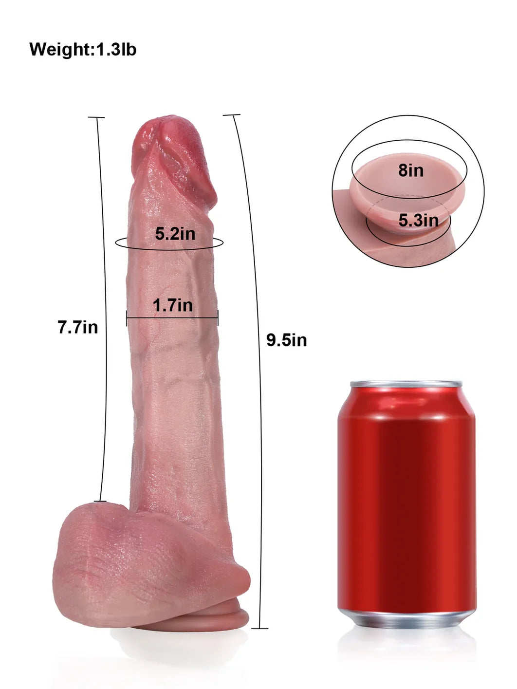 9.5" x 1.7" - Flesh Most Realistic Slender Dildo With Sexy Glans