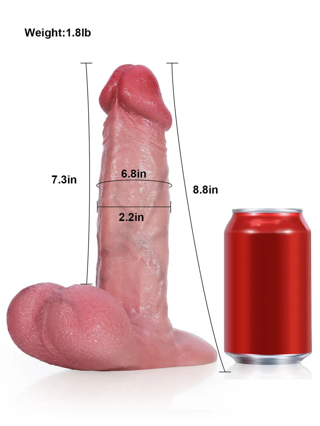 8.8" x 2.2" Smooth Control Dildo with Pink Glans and Texture