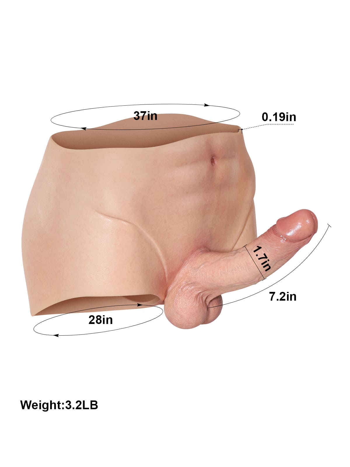 Strap Shorts 7.2" x 1.7" Realistic Soft Cyber Skin Strap-On Dildo