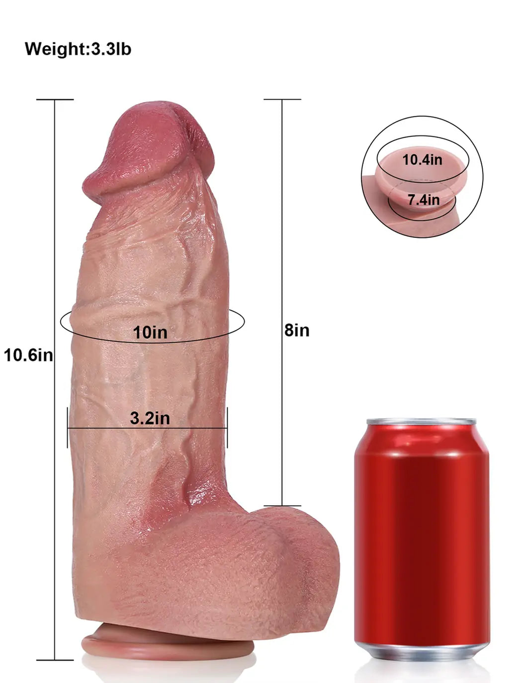 10.6" x 3.2" - Realistic Soft Flesh Like Hue Thick Short Fat Dildo