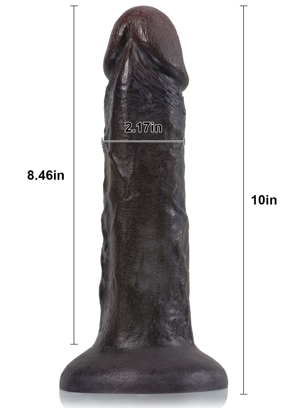 Tony 10" x 2.1" Black Soft Skin Huge Thick Dildo