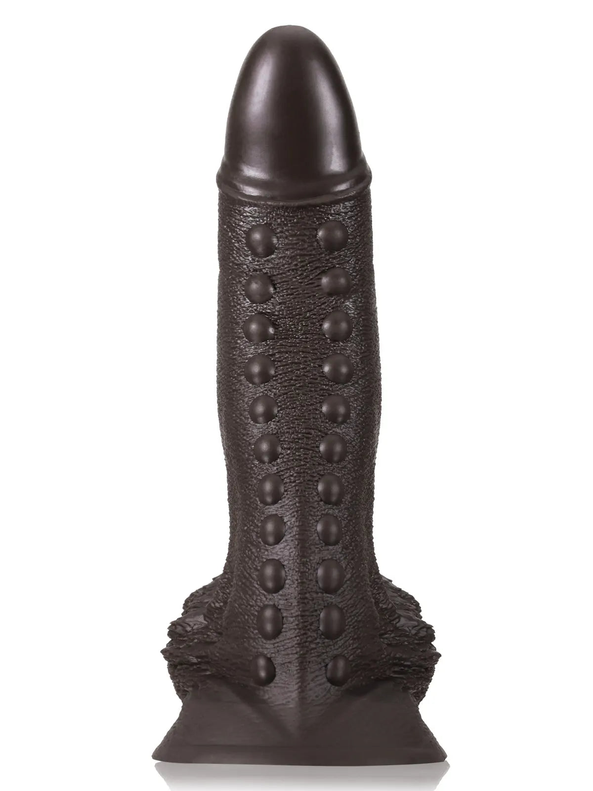 Tyrone 13" x 2.7" Large Black Dildo with Textured Shaft and Massage Beads