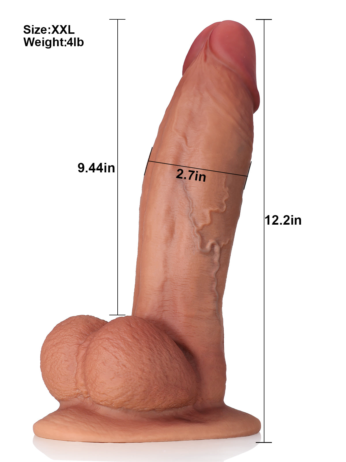 Consolador Farid 2.0 de 30 x 5,6 cm, enorme, de piel suave y con quilla de metal
