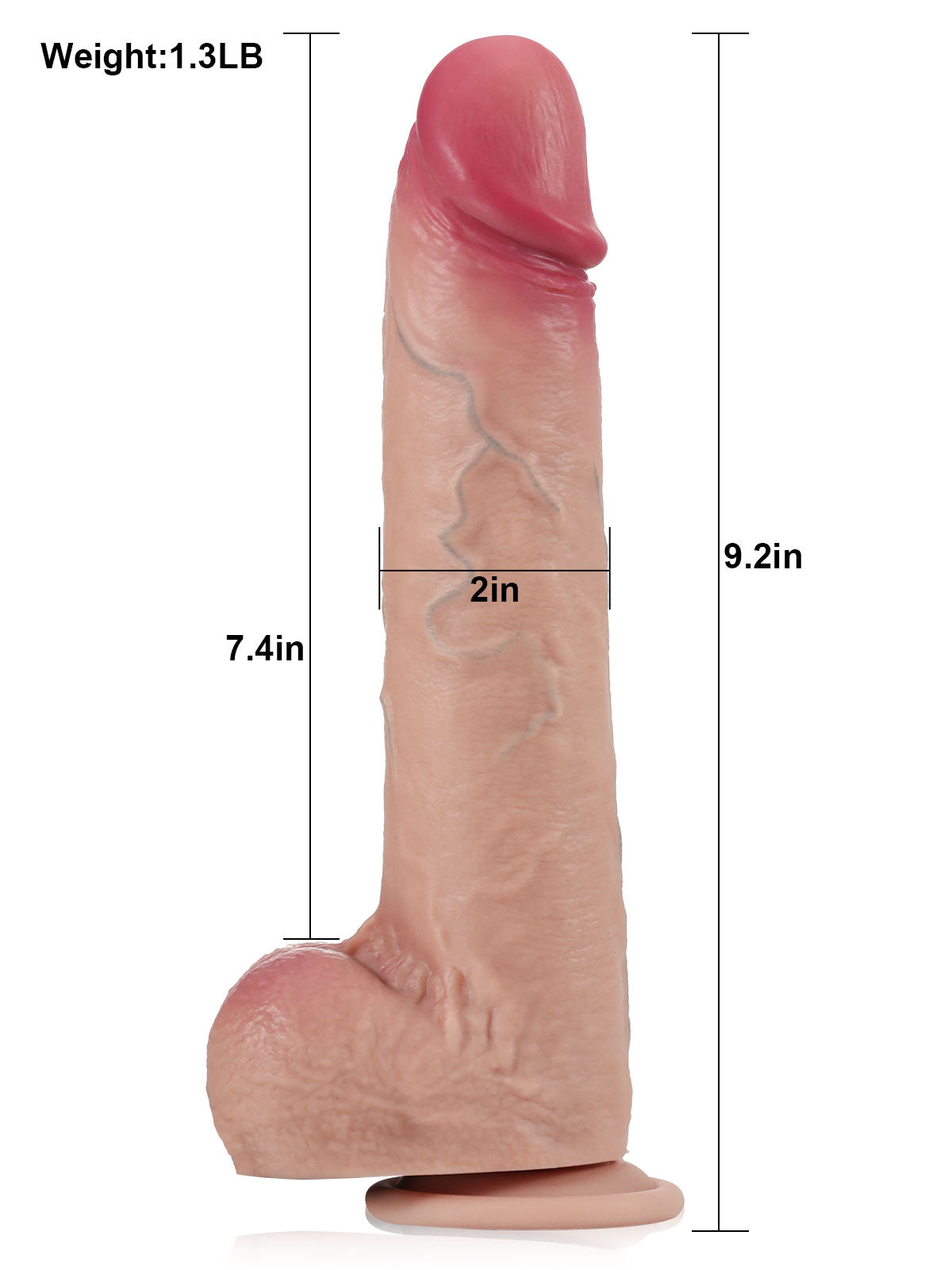 Baron  9.2" x 2" Flesh Huge Sliding Skin Vibrating Dildo With Ball