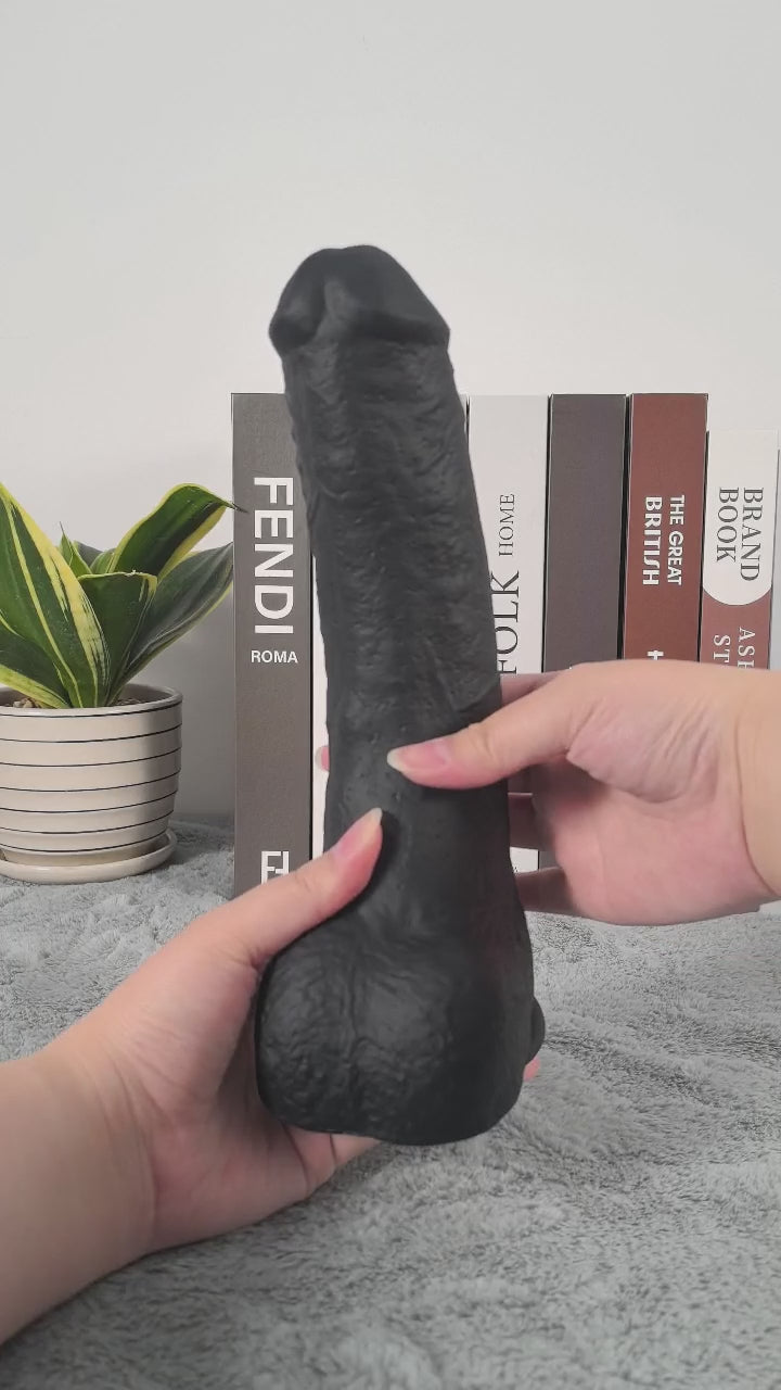 Jason 10" X 2" Luv BBC Black Soft Thick Curved Realistic Dildo