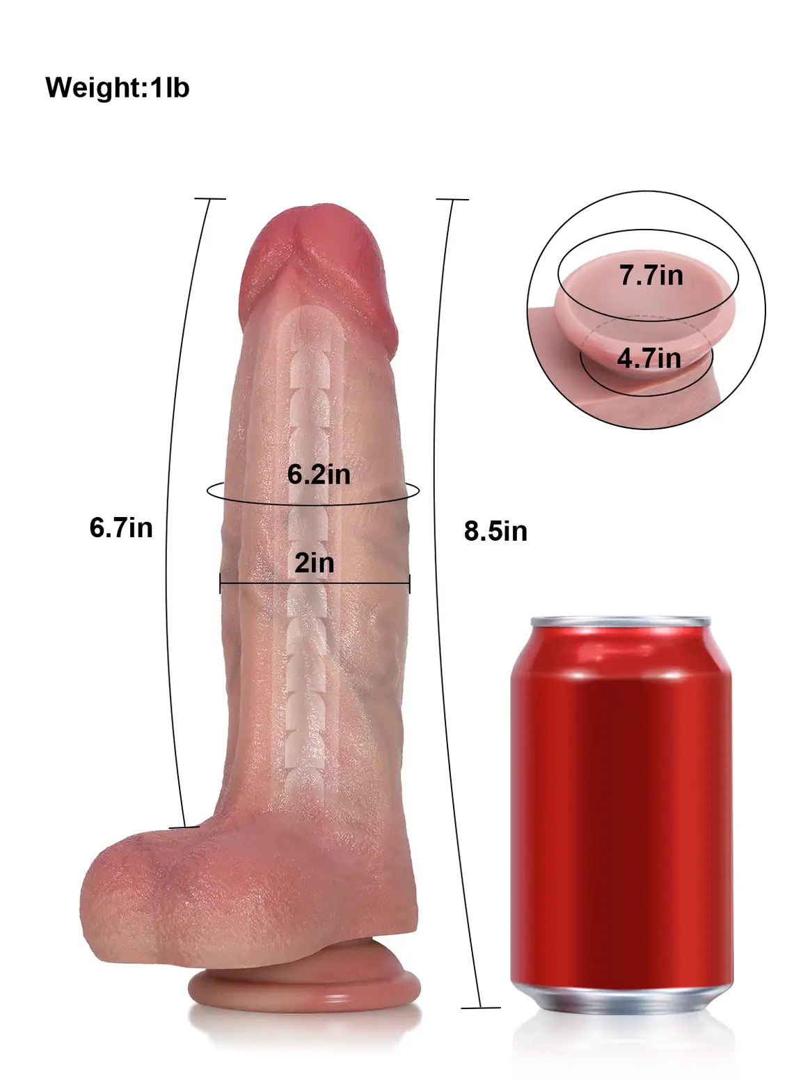 8.5" x 2" Tapered Ridged Full Bulge Realistic Soft Touch Dildo