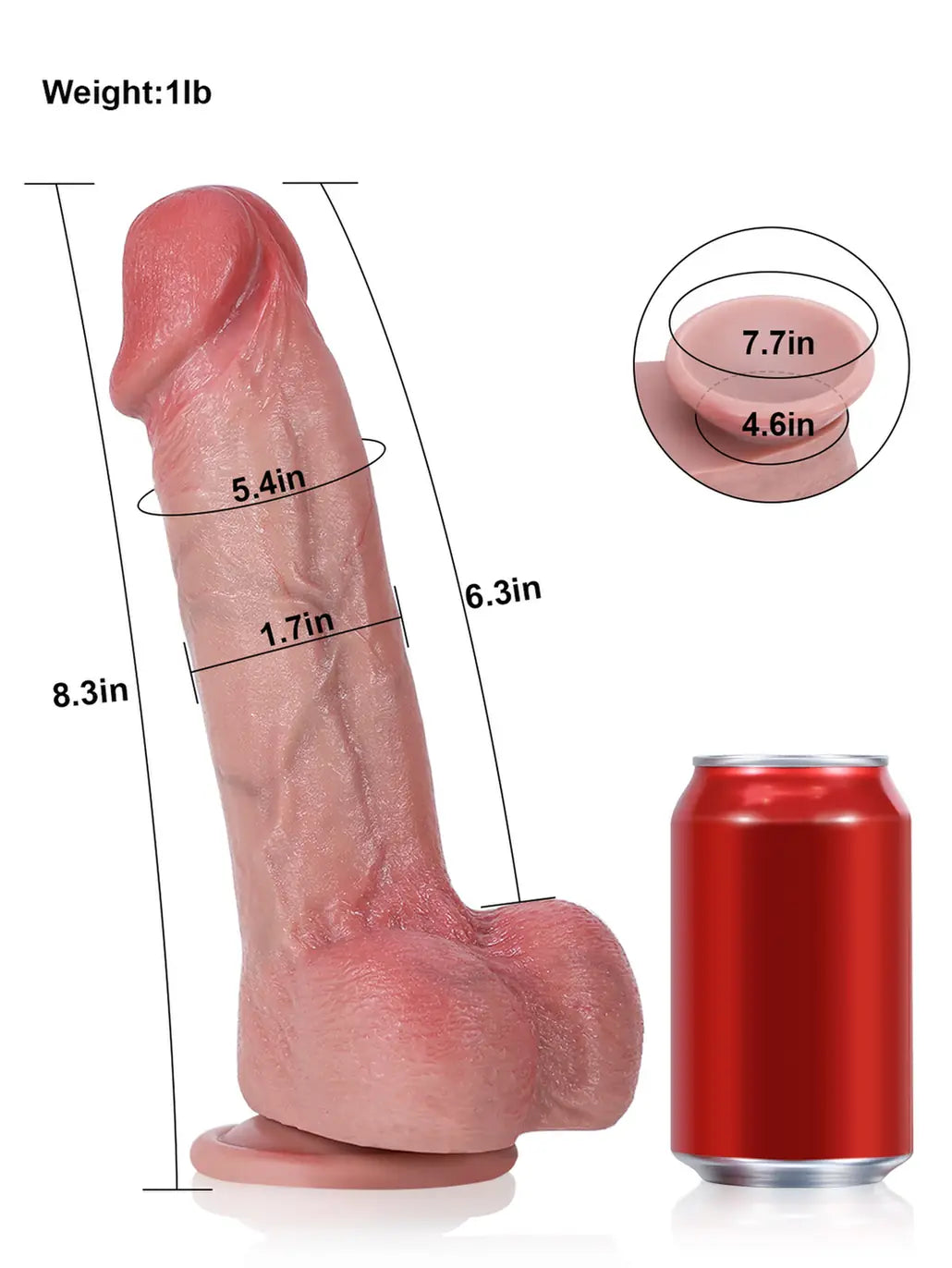 8.3" x 1.7" - G Spot Flesh Curved Dildo With Metal Keel Bendable
