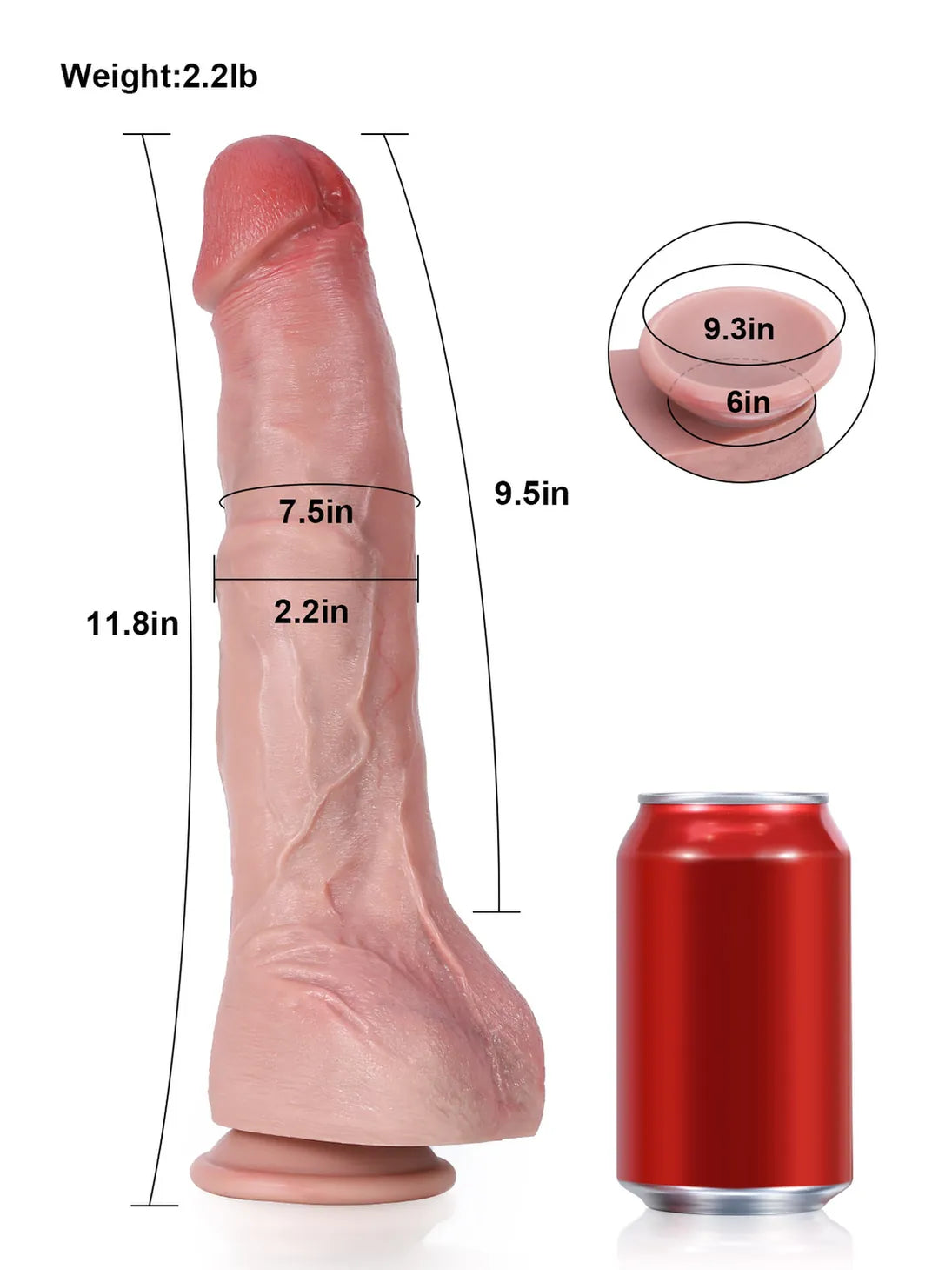 11.8" x 2.2" - Flesh Huge Anal Dildo With Metal Keel Bendable