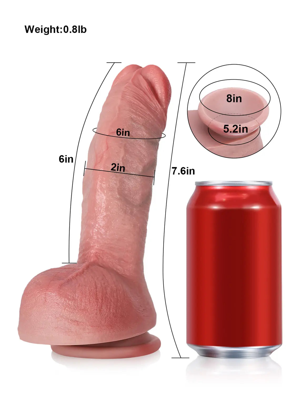 7.6" x 2" - Flesh G Spot Thick Curved Dildo Best For Women