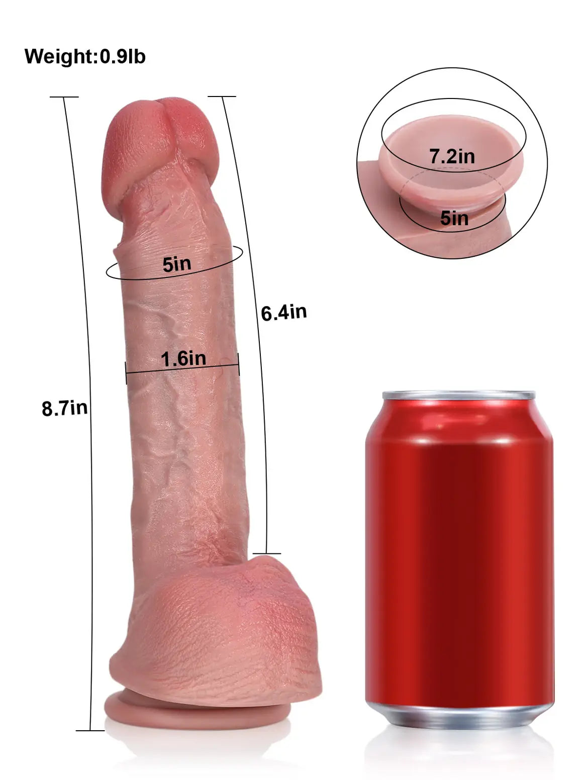 8.7" x 1.6" - Real Feeling Big Mushroom Head Glans Dildo