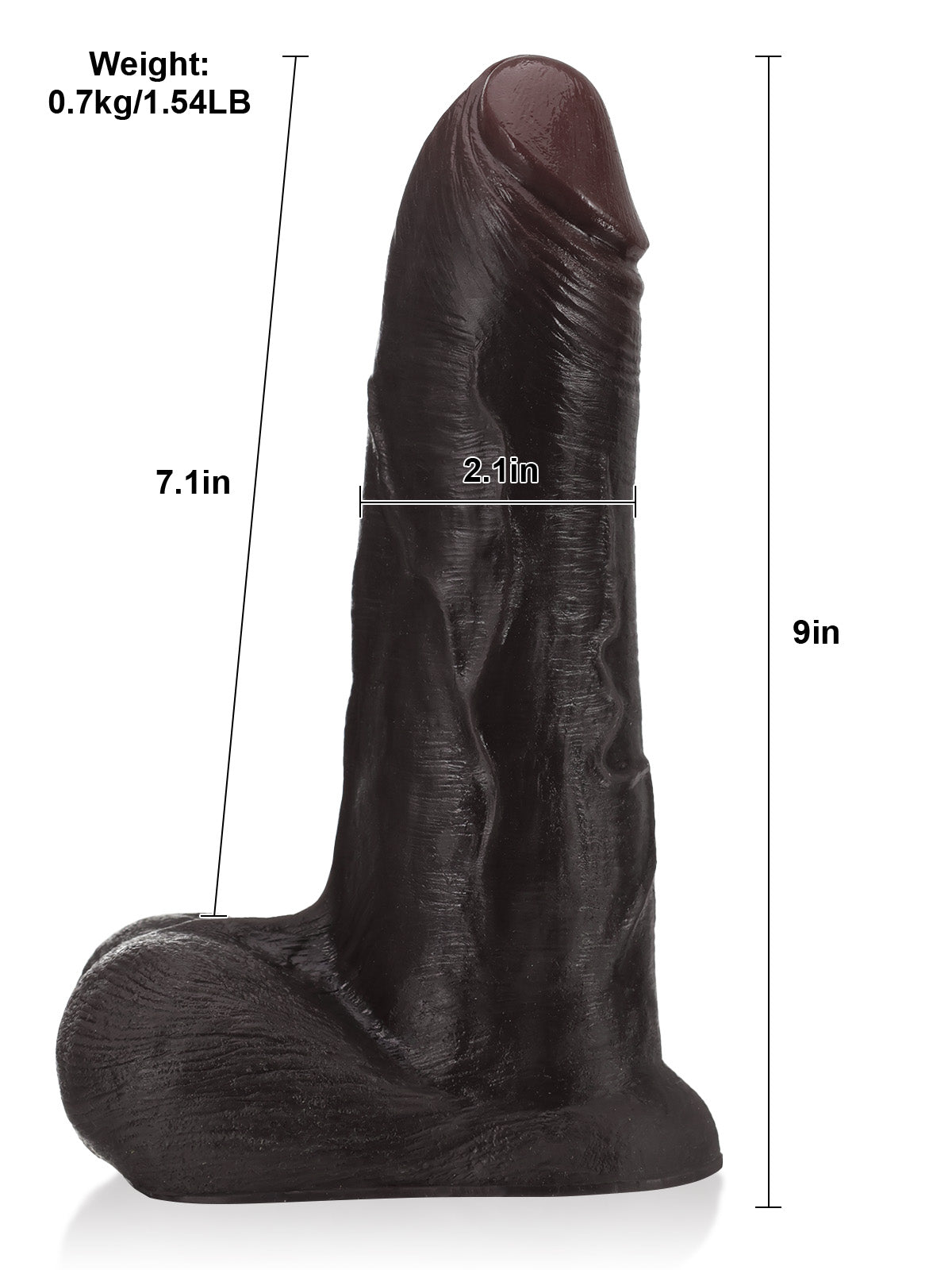 Phantom  9" x 2" Black Thick Sliding Skin Vac-U-Lock Dildo With Moving Balls  & Suction Cup