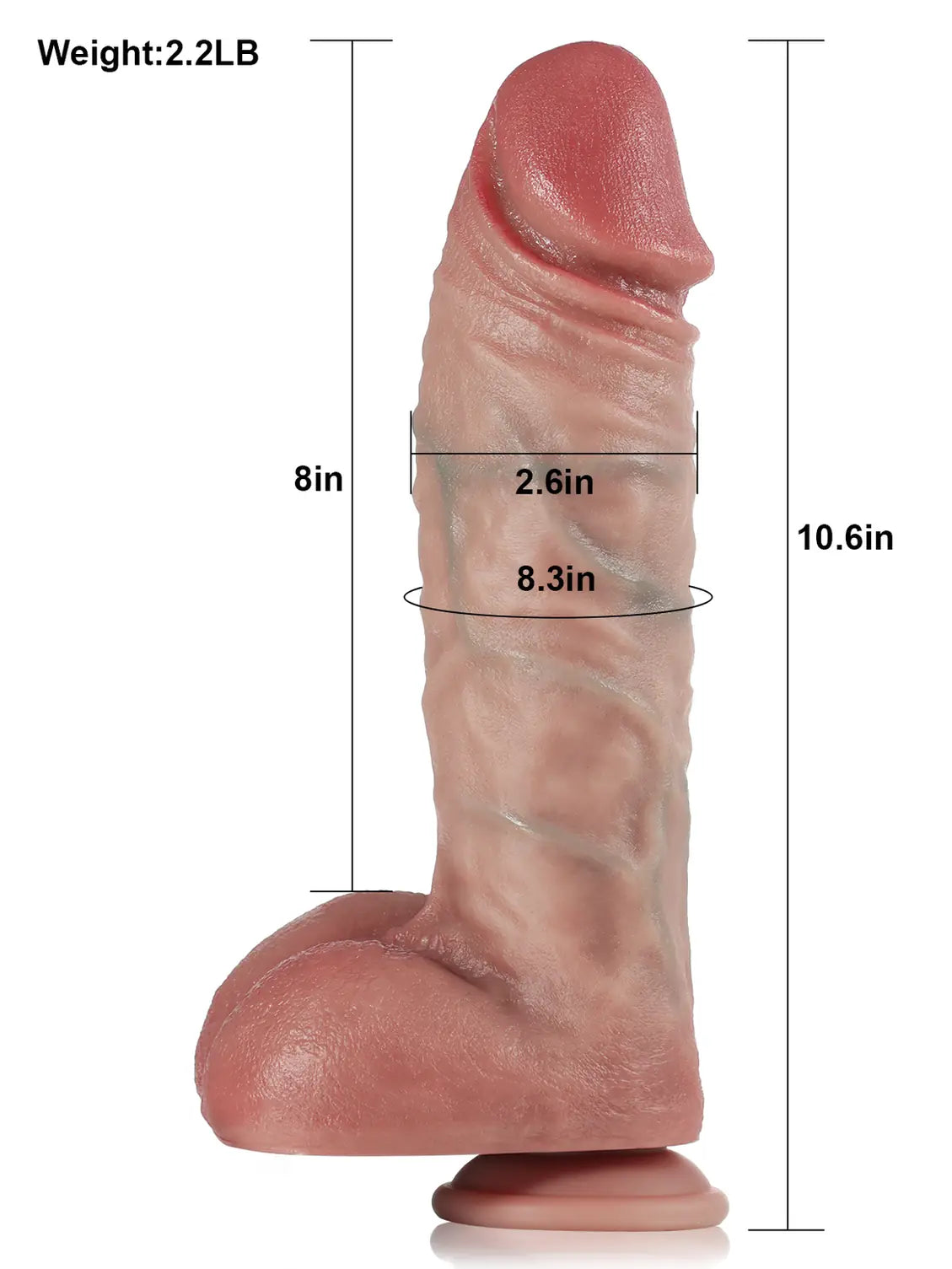 10.5" x 2.3" Thick Thrusting Pulsating Vibrating Heating Dildo